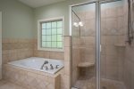 Primary Bathroom with Walk In Shower and Soaking Tub